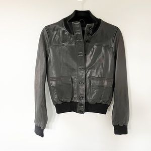 Claudie Pierlot goat leather black bomber jacket size 2